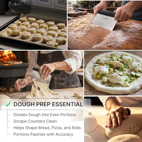 Image of Stainless Steel Metal Griddle Scraper Chopper - Great as Dough Cutter for Bread and Pizza Dough - Multipurpose Kitchen Utensil for Flat Top Griddle - Commercial Quality