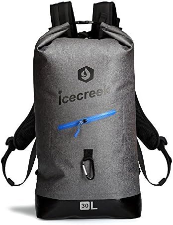 Icecreek Waterproof Lightweight Dry Bag for Kayaking Boating Fishing Diving Beach - Roll Top Drybag Sack with Padded Straps 30L