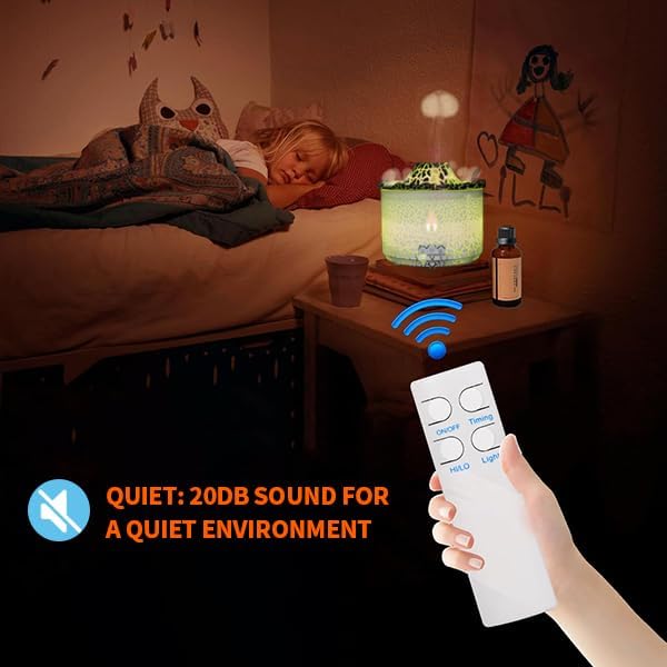 Miniatura 6 de BOHOFAM Difusor de aceite esencial de 12.2 fl oz, difusor de volcán y llama, 2 modos, difusores para el hogar con 7 luces coloridas, incluye 4