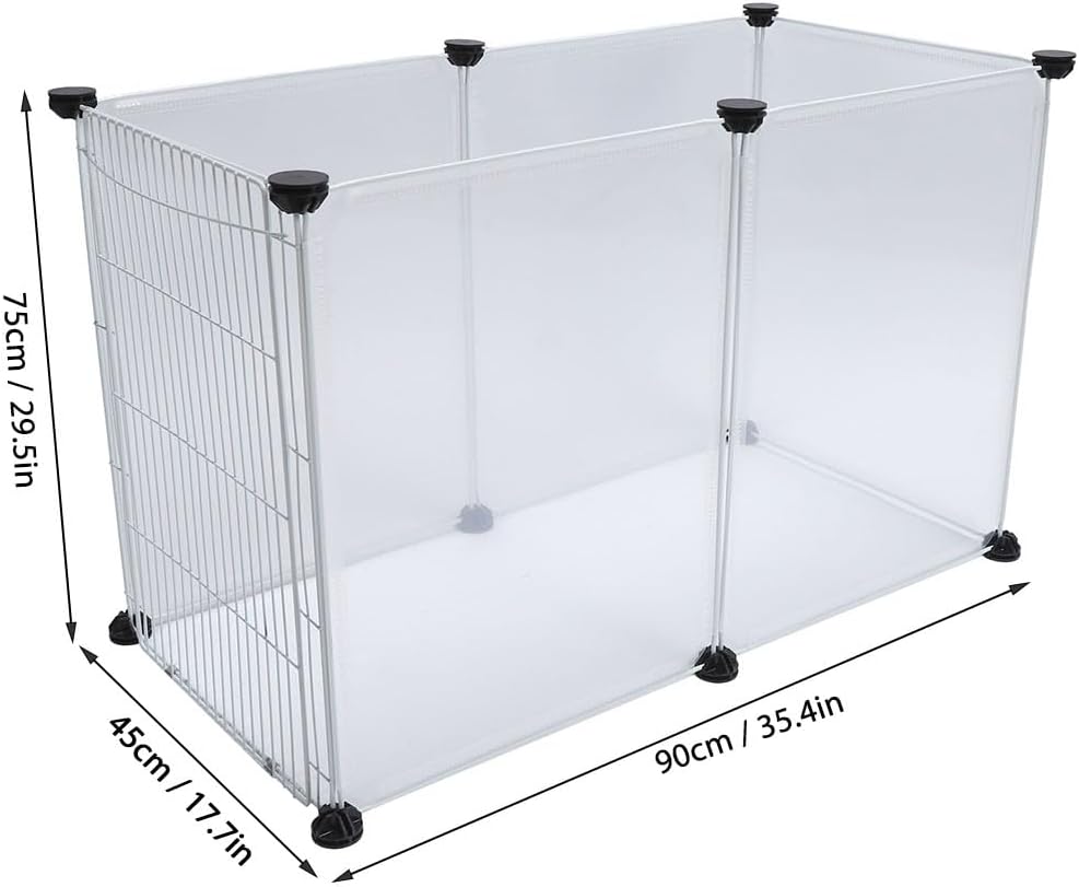 Portable Pet Fence | Easy Assembly Translucent Plastic Enclosure for Small Medium Dogs/Cats/Rabbits | Indoor & Outdoor Playpen with 6 or 12 Panels (6 Pieces L(13x7x2.6cm/5.1x2.8x1in))