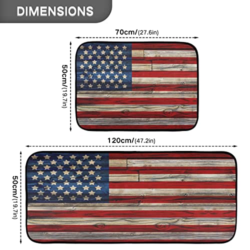 Cataku 4Th Of July American Flag Kitchen Rugs Sets Of 2 Non Slip Kitchen Mat Watercolor Polyester Area Rugs Set Floor Mats Washable Carpet Mat Comfort Standing Mat For Kitchen Laundry Sink Office #TOP2