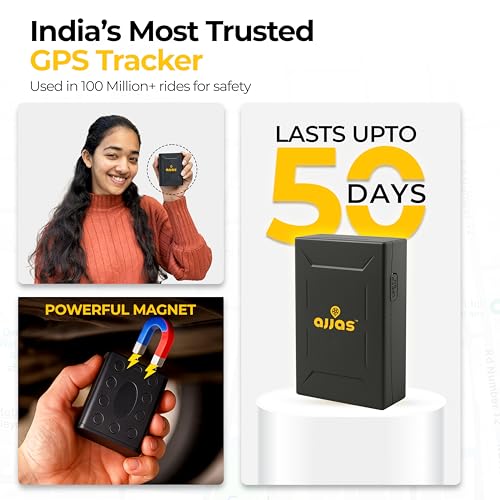 Image of Ajjas GO (with 24 Months 4G SIM Recharge) - Wireless GPS Tracker for Car, Family Vehicles, Scooty or Bag | 10000 mAH Battery | Magnetic Grip | Voice Monitoring