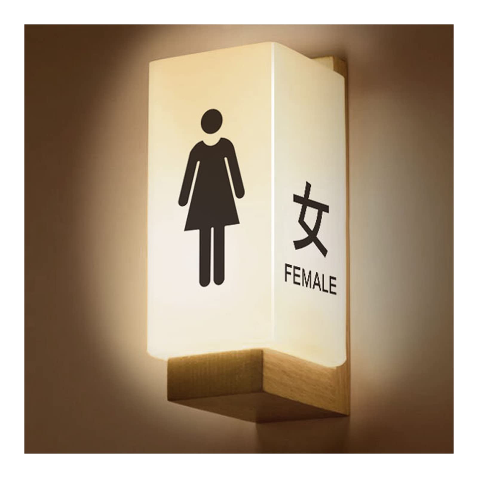 Letrero de baño iluminado con luz, letrero de baño para negocios, salón, exhibición, decoración de baño masculino, hembra, niño y niña