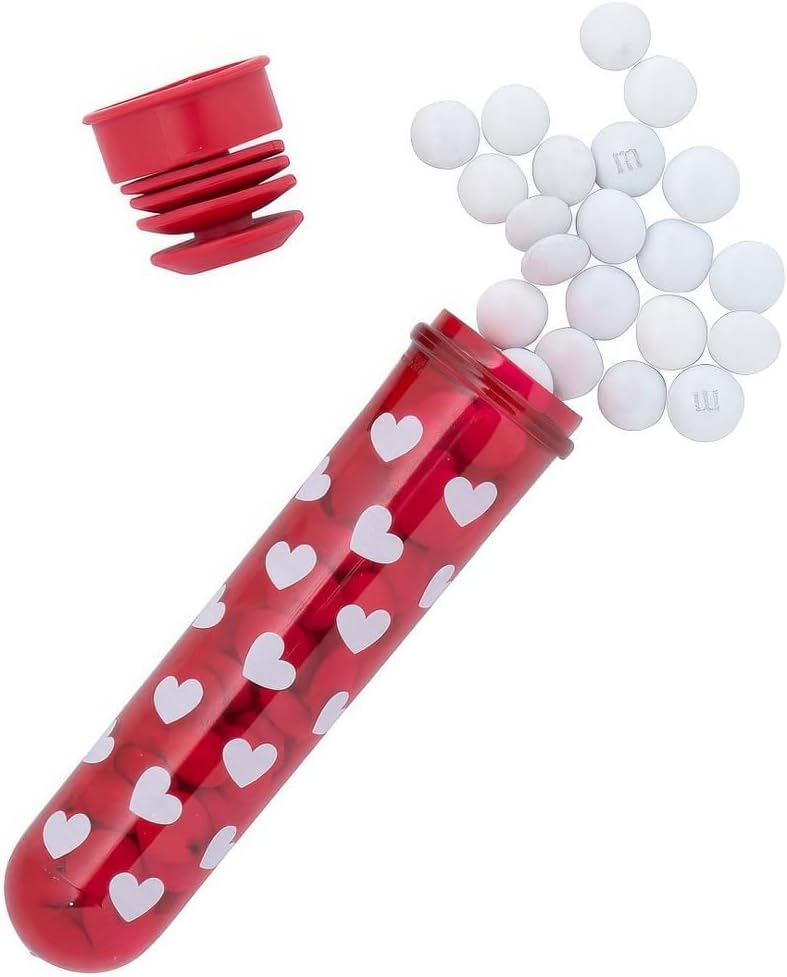 Fun Express Valentine Plastic Tube Favor Containers - BPA-Free, Perfect for Valentine’s Day Party Favors Sweet Treats and Gift Packaging - Ideal for Creative DIY Party Favors & Decorations - 12 Pieces