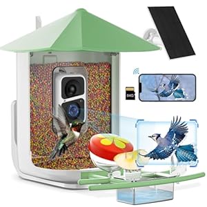 Careboda Smart Bird Feeder Camera with Automatic Bird Video Capture and Motion Detection Indoor Bird Camera, Wild Birding Camera with Solar Power for Bird Lovers, Green Careboda Smart Bird Feeder Camera with Automatic Bird Video Capture and Motion Detection Indoor Bird Camera Wild Birding Camera with Solar Power for Bird Lovers Green