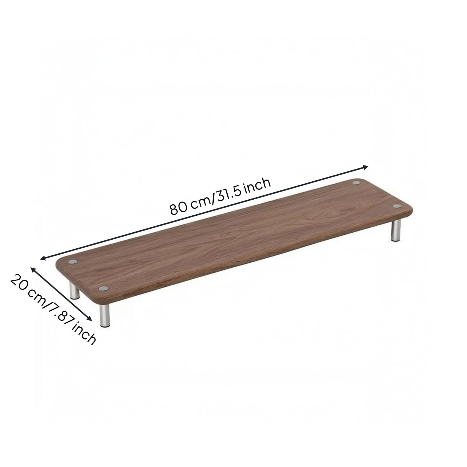 Riser Pantalla Madera Metal Resistente Al Óxido Soporte Elevador Pantalla Antideslizante Soporte Portátil, Nogal, 80cm