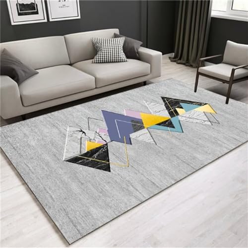 Tapis de salon gris géométrique irrégulier 200x300cm aux finitions soignées