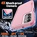 RMOCR Case for Samsung Galaxy A16 5G, Full Body Heavy Duty Rugged Shockproof Protective Phone Cover with Lanyard Strap, Tempered Glass Screen Protector and Camera Lens Cover, Cute Pink