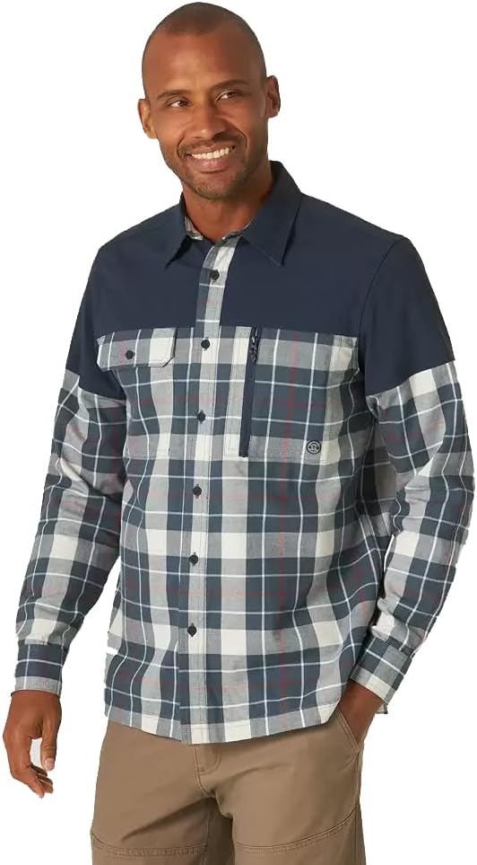 WranglerMen' Plaid ATG Overlay Flannel Button-Down Hirt