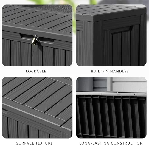 Image of 90 Gallon Waterproof Resin Deck Box, UV Resistant Outdoor Storage for Garden, Patio, Porch, Delivery(Black,80 Gallon)