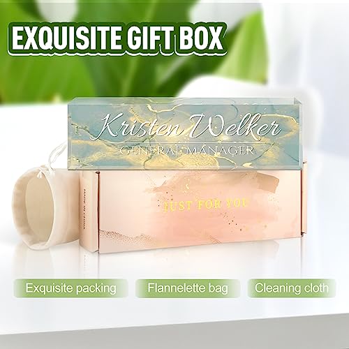 Image of Name Plate for Desk, Desk Name Plate Personalized, Office Decor for Women Men, Acrylic Desktop Accessories, Office Appreciation Gifts for Boss Social Workers Employee Nurse Teacher (Deep Sea)