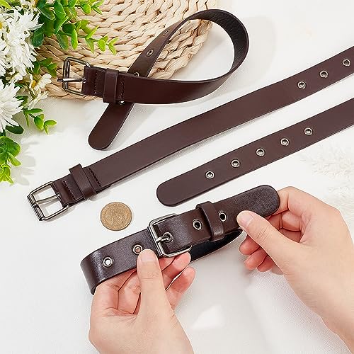 FINGERINSPIRE 4 Pcs Traditional Kilt Extender Straps Imitation Leather Cuff Belt Buckles 42x2.5cm Coconut Brown Leather Adjustable Belt with Metal Square Buckle Women's Belt for Coat Dress DIY - Image 3