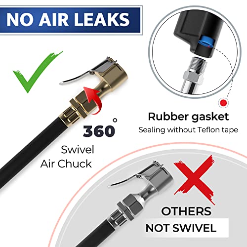 Tire Inflator With Pressure Gauge – Large Glow Dial, Swivel Air Chuck With Gauge And Air Compressor Accessories – 100 Psi #TOP2