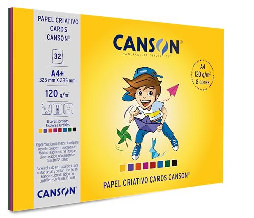 Bloco Criativo Cards A4+ 120g/m², Canson, 66667158, 8 Cores, 32 Folhas