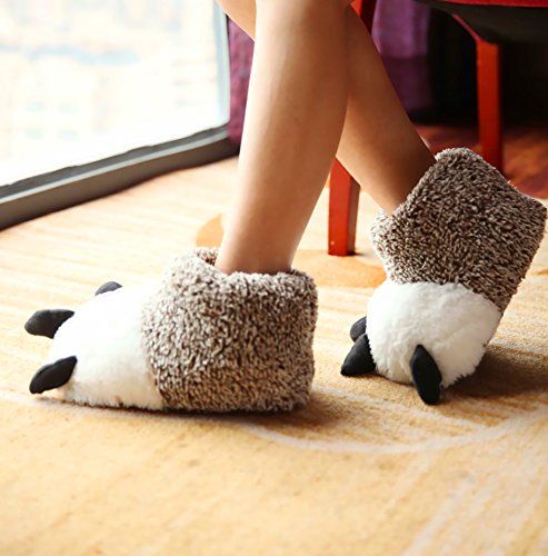 Ibeauti Unisex Polar Bear Paw Slippers Boots Plush Furry Animal Paw House Slippers for Couples2