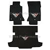 C5 Corvette Coupe Black 3pc Floor & Rear Cargo Mats - Crossed Flags Logo in Silver