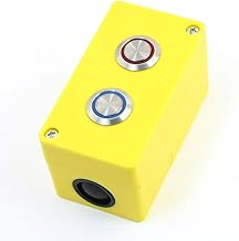 Ruilogod Auto-bloqueo SPDT 24V lámpara azul azul metal 2 estación de botón 5A 250VAC