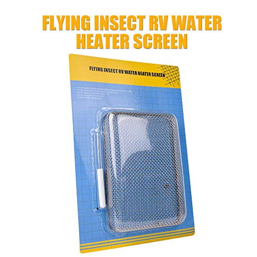 SnowyFox Flying Insect Screen - RV Water Heater Screen Stainless Steel Mesh Cover - Installation Tool Included, Fit Atwood 6/10 Gallon, Suburban 6 Gallon Water Heater Vents, Size: 6 x 8.5 x 1.3inch