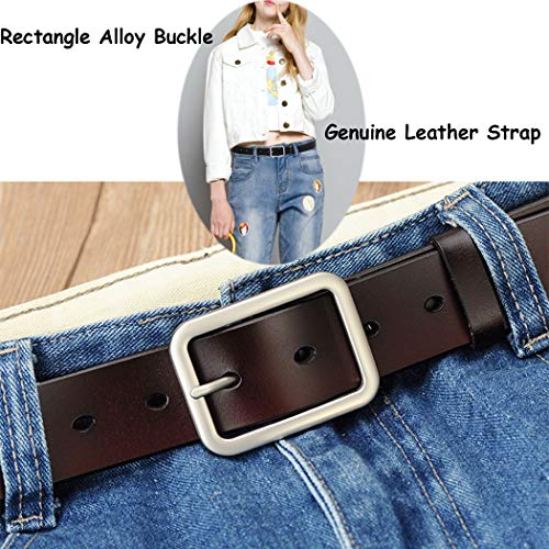 Womens Leather Belt for Jeans, Black Leather Waist Belts with Pin Buckles4