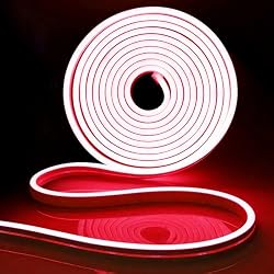 iNextStation 12V Red LED Strip Lights 16.4FT, Flexible Silicone Neon Rope Light, IP65 Waterproof LED Light Strip, Cuttable, Neon Light Strip for Cabinet, Ceiling, Wall, Bedroom, Kitchen(No Adapter)