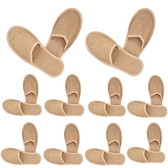 JackPro 25 Pairs Jute Slippers Non Slip Closed-Toe Style Soft Washable Unisex Disposable Slippers Footwear For Home Guest Hotel Travelling House Spa Salon-image-14