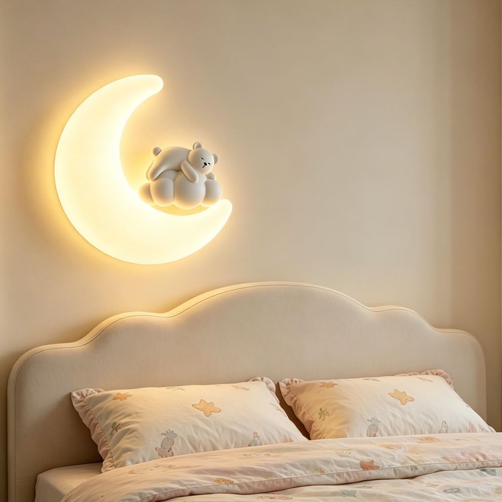 Wandleuchte mit Cartoon-Kaninchen-Bär-Motiv, festverdrahtet, moderne Wandleuchte for Kinder, for Mädchen, Jungen, Schlafzimmer, Kinderzimmer, Nachttisch-Dekoration, Beleuchtung(Bear)