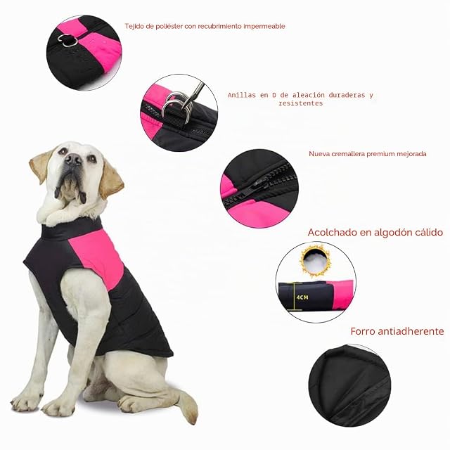 Foto 3 de 7 de FEimaX Abrigo para Perro Impermeable Chaqueta Cálido de Invierno y Otoño
