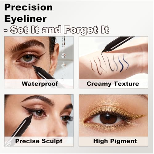 Image of Deep Coffee Brown Gel Eyeliner Pencil, Waterproof Smudge-proof Long Lasting Plum Eye Liner, High-Pigmented Smooth Creamy Formula for Mature Women, Eyes Makeup Pen with Sharpener