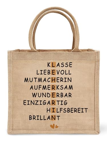PeakPeek Abschiedsgeschenk Lehrerin Jute Tasche Lehrer Lehrerin Geschenk Abschied Dankeschön Geschenke Lehrerin Lehrer Geschenke zum Abschied Grundschule Abschluss Geschenk Lehrerin