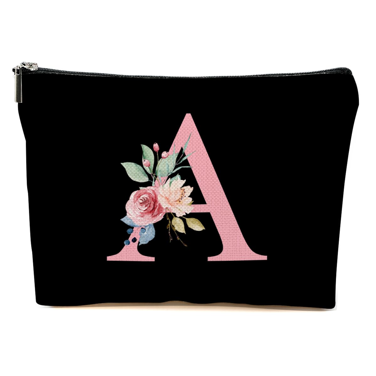 BQXH Initial Letter A Makeup Bag, Personalized Gifts for Women, Birthday Gift for Women Bridesmaid Bride Coworker Friends Cosmetic Bag Toiletry Pouch