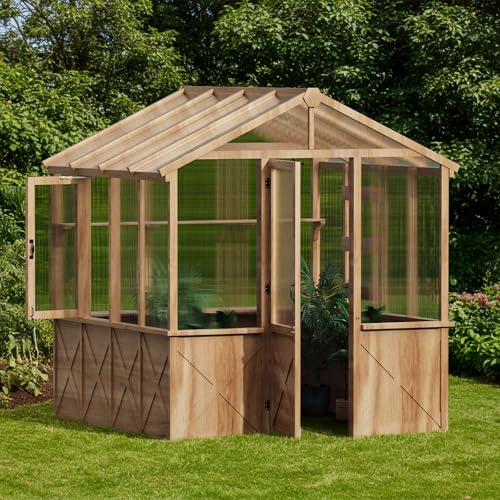 8*9.2*8.2FT Wooden Greenhouse,Green House Shelves & Plant