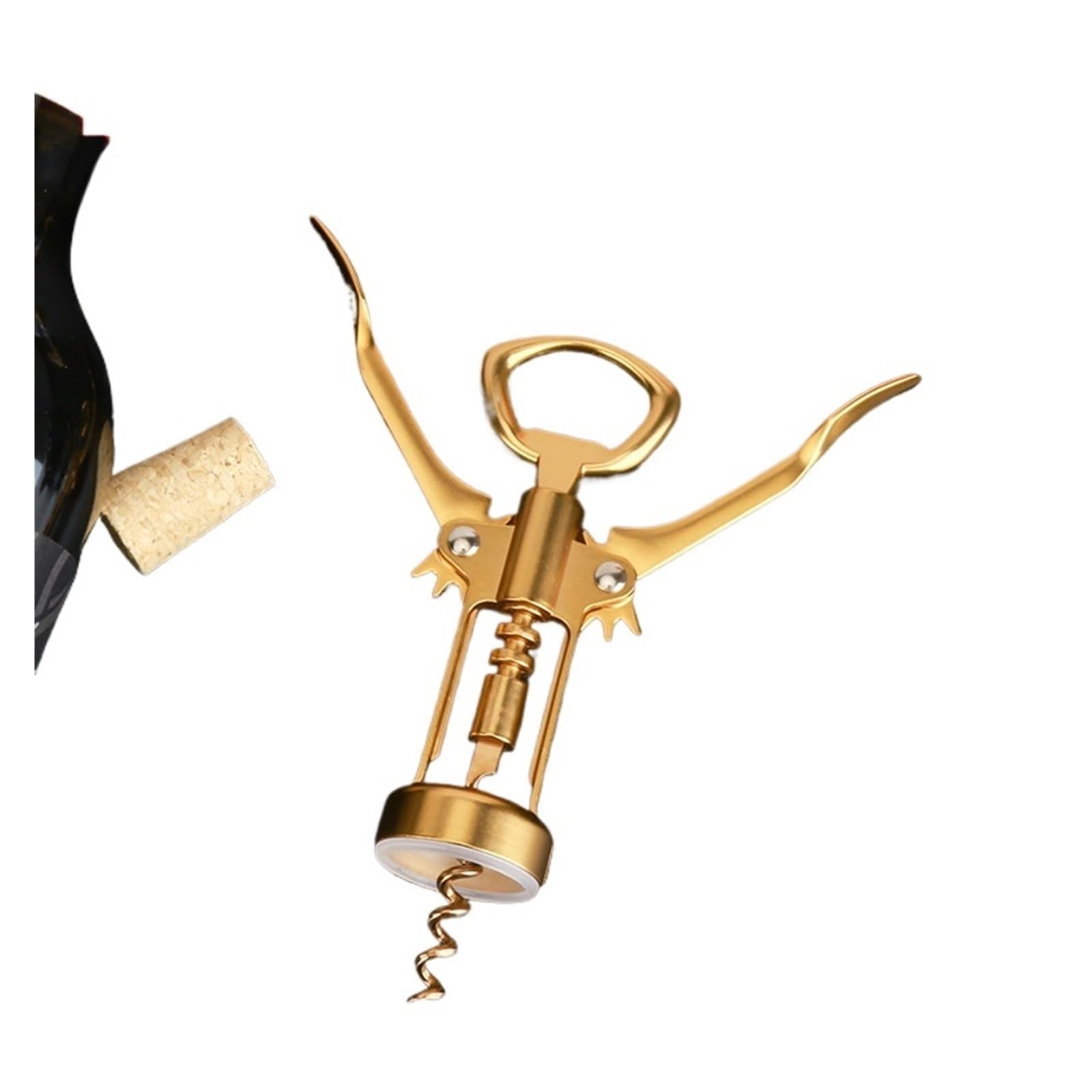 Abridor de vino dorado con alas, aleación de zinc grueso, accesorio de cocina