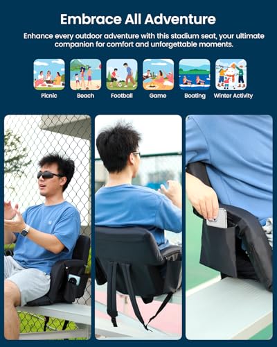 Sportneer Y21-80600-14-AA Stadium Seating For Bleachers, Stadium Seats With Back Support Bleacher Chairs With Back And Cushion 6 Reclining Position Stadium Seat Bleachers Chair thumb #6
