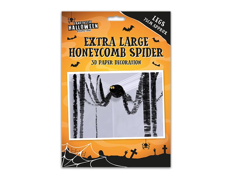 Gem Imports Spider Halloween 3D Paper Honeycomb Pendant Decoration 75cm