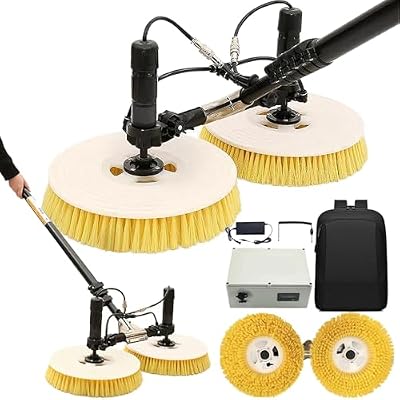 3.5M-7.5M Telescopic Rod Rotary Cleaning Brush, Solar Panel Cleaning Kit, Dry and Water Cleaning Equipment, for Solar Panels, Pv Module On Grid, Cleaning Solar Robots(Mains Electricity 5.5M)