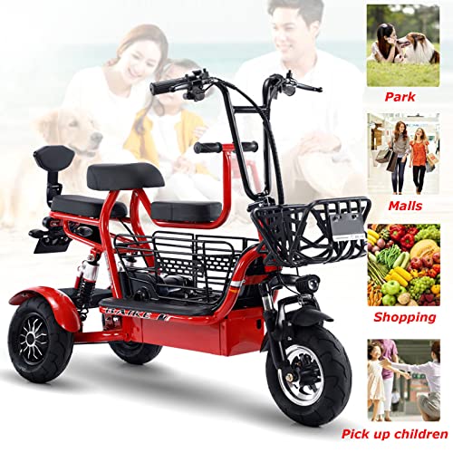 3 Wheel Mobility Scooter, Lightweight Outdoor Power Electric Scooters For Adults With Large Capacity Shopping Basket And Child Seat, Stable Structure, Multiple Colors,Green #TOP3