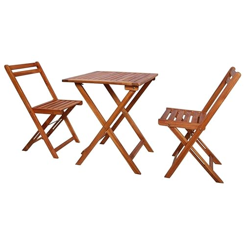 Premium Compact 2-Person Bistro Dining Set, Solid Acacia Wood, Warm