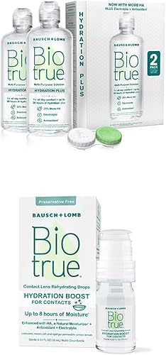 Biotrue Solución para lentes de contacto Hydration Plus + gotas rehidratantes para lentes de contacto