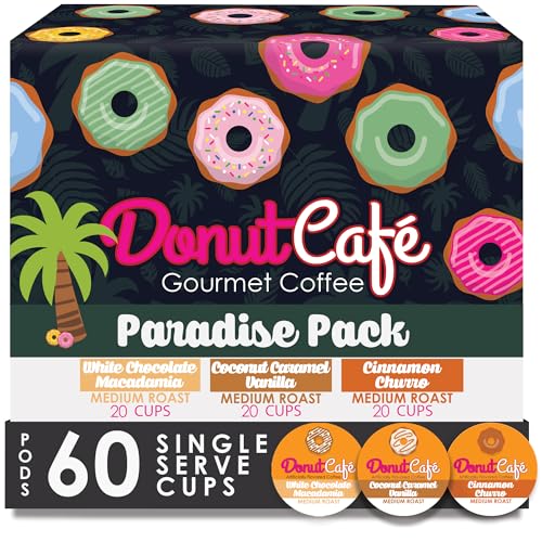 Image of Donut Cafe Paradise Pack (Choc Macadamia, Coconut CarVan, CinChurro) 60ct Single Cup