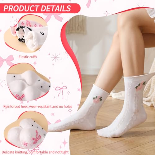 Image of Jspupifip 6 Pairs Lace Ruffle Frilly Crew Socks for Women Girls | Cotton Breathable Cute Princess Ankle Dress Lace Socks Thin Cool Casual Socks