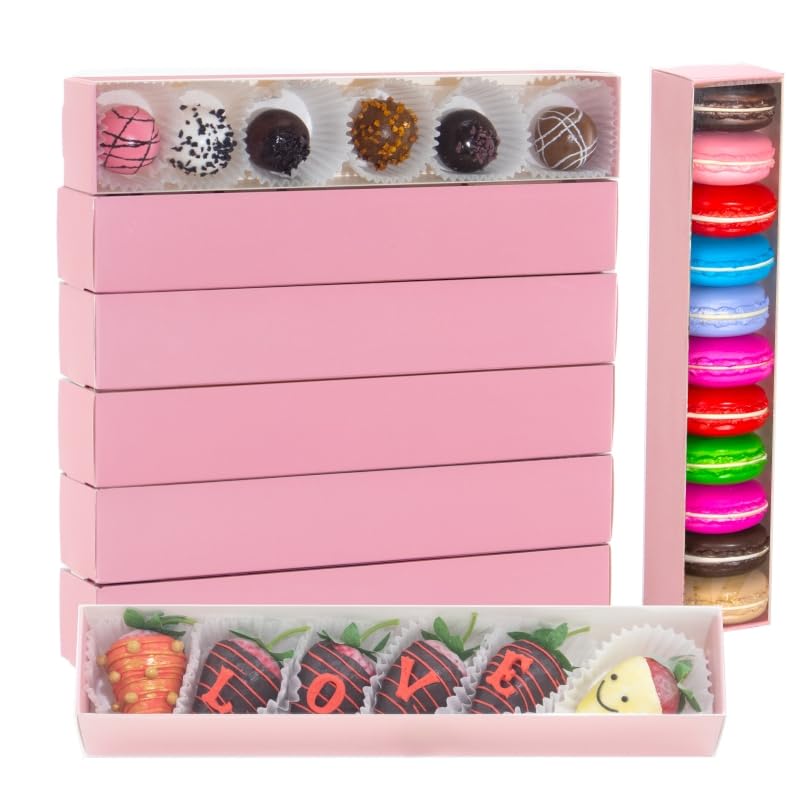 Romantic Baking 50 Pack Long Chocolate Covered Strawberry Macaron...