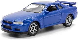 ミニカー 1/64スケール WELLY NISSAN SKYLINE GT-R (BNR34) BLUE 日産スカイライン ブルー