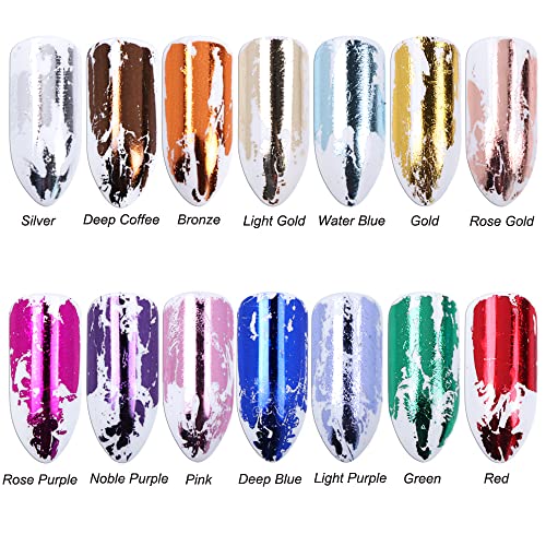 Metallic Nail Foil Transfer Stickers Nail Decals Holographic Nail Foil Transfer Design Decals Gold Silver Matte Transfer Foils Nail Stickers Nail Art Supplies For Women Girls Nail Decoration 14 Sheets #TOP5