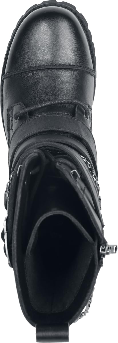 Gothicana by EMP Herren Schwarze Boots mit Schnürung und optischer Kette