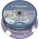 Verbatim DVD+R Double Layer 8x Speed 8,5 GB, stampabili, confezione da 25