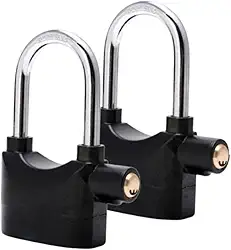Kit 2 Cadeado Com Alarme Antifurto Sonoro, 3 Chaves De Segurança Inclusas - Ideal para Bicicleta, Moto, Portas, Garagem
