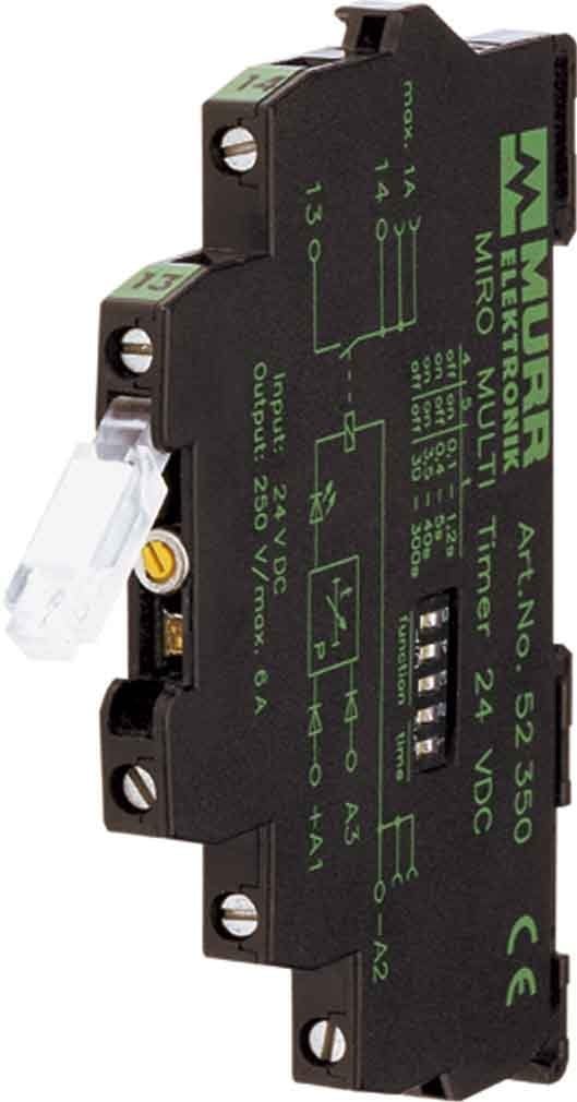 52350, MIRO 6,2 Multi-Timer 24VDC-1S in: 24 VDC - Out: 250 VAC/DC / 6A 1 C/O Contact / 6,2 mm Screw-Type Terminal