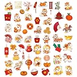 WALENGIF 56PCS Chinese New Year Stickers 2026 - Lunar New Year Stickers for Kids Year of The Horse Decorations Happy Chinese New Year Decals Gifts for Spring Festival Party Favor Supplies