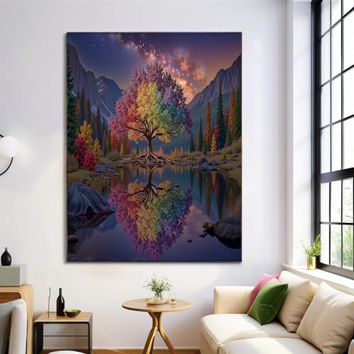 Décoration Murale Paysage Naturel GDJSMIN Grand Tableau Salon 80x120