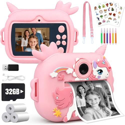 Kids Camera Instant Print, 1080P Kids Instant Cameras with Photo
